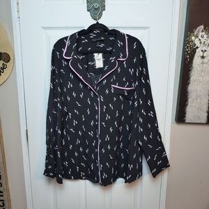 Lane Bryant Button Up Lipstick Print Pajamas Top 3X